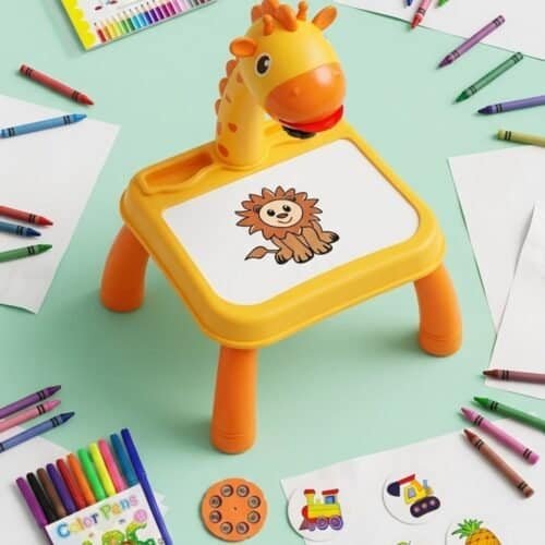 Projection painting table with light projector for children