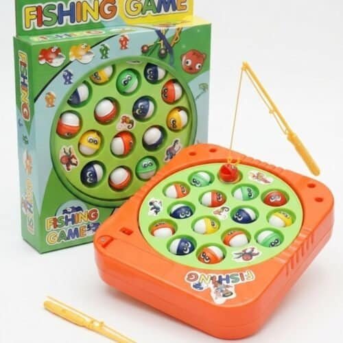 Square magnetic fishing plate toy with rods and fish