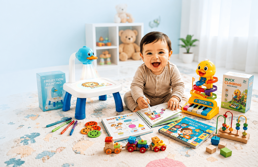 Children of different ages playing with toys suited to their stage